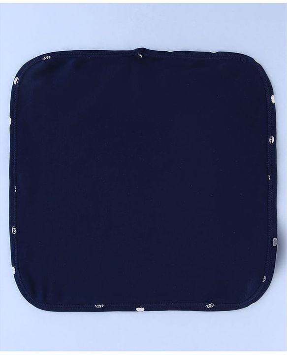 Babyhug Cotton Knit Wash Cloths with Floral & Polka Dot Pack Of 6 L 25.4 x B 25.4 cm - White Orange & Navy Blue