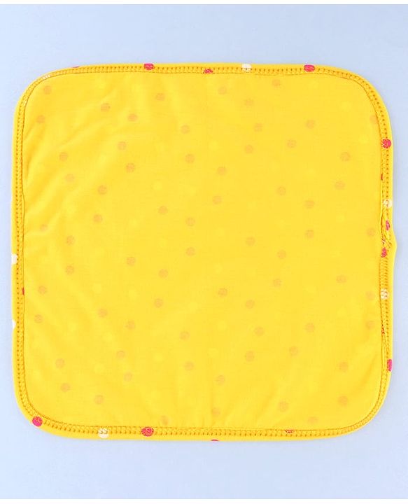 Babyhug Cotton Knit Wash Cloths with Floral Print Pack Of 6 L 25.4 x B 25.4 cm - White Yellow & Plum