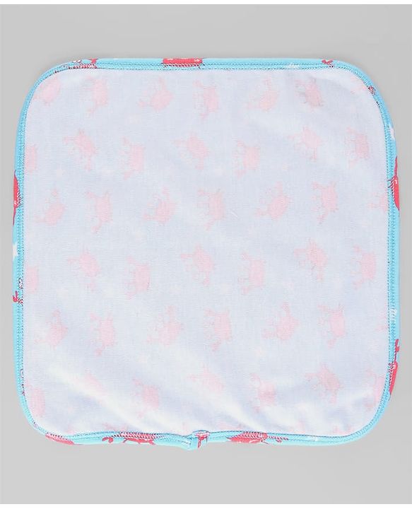 Babyhug Cotton Knit Wash Cloth with Animal & Sea Life Print Pack of 6 - Yellow Lilac & Light Blue