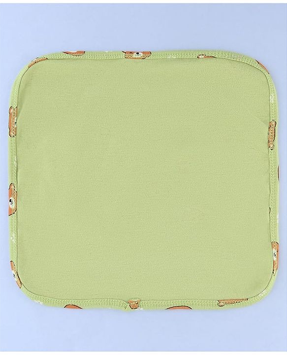 Babyhug Cotton Knit Wash Cloths with Vehicle & Animal Pack Of 6 L 25.4 x B 25.4 cm - White Light Blue & Light Green