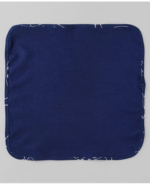 Babyhug Cotton Knit Wash Cloth with Animal & Vehicle Print Pack of 6 - Yellow White & Navy Blue