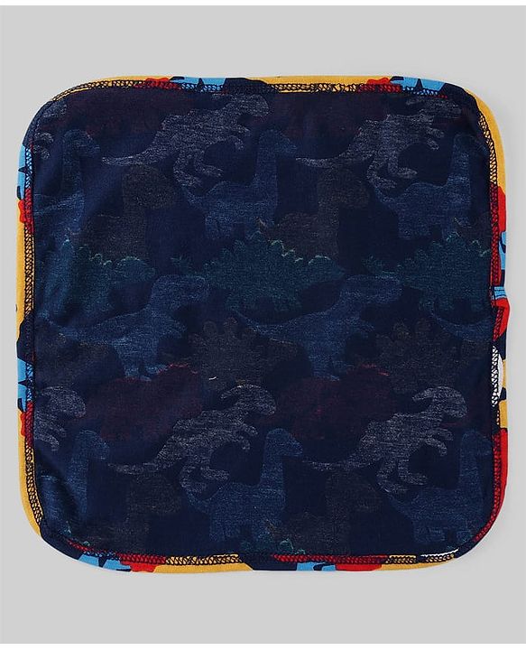 Babyhug Cotton Knit Wash Cloth with Animal & Vehicle Print Pack of 6 - Light Blue & Navy Blue