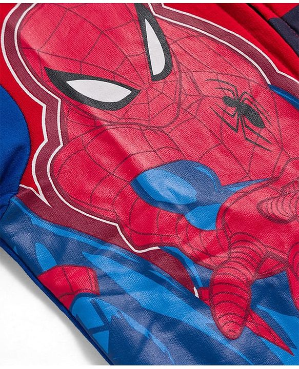 Pine Kids Marvel Terry Knit Hooded Full Sleeves Sweatjacket with Spider-Man Graphic - Blue & Red