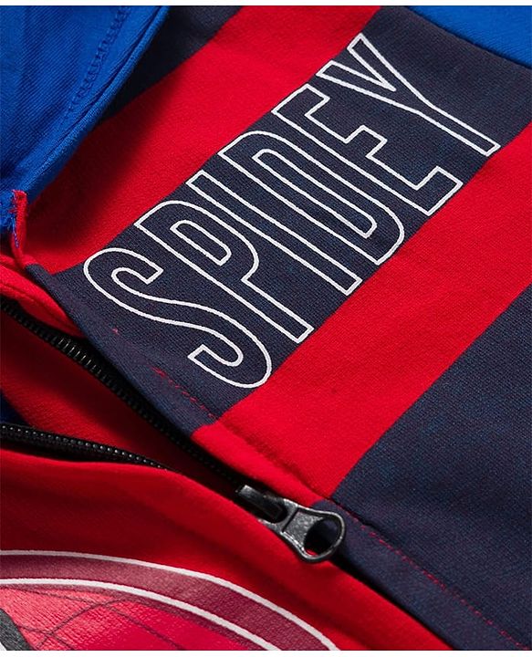 Pine Kids Marvel Terry Knit Hooded Full Sleeves Sweatjacket with Spider-Man Graphic - Blue & Red
