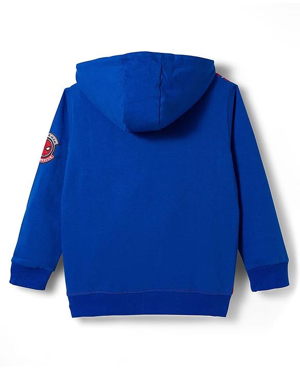 Pine Kids Marvel Terry Knit Hooded Full Sleeves Sweatjacket with Spider-Man Graphic - Blue & Red