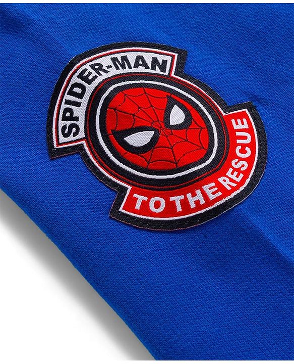 Pine Kids Marvel Terry Knit Hooded Full Sleeves Sweatjacket with Spider-Man Graphic - Blue & Red