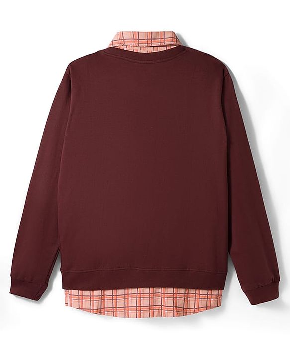 Pine Kids Disney Terry Knit Full Sleeves Overlap Sweatshirt With Lion King Graphics & Collar Detailing - Brown