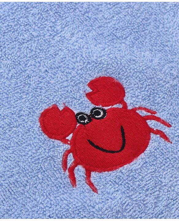 Babyhug Cotton Terry Woven Bath Towel With Lion Embroidery L 96 x B 46 cm - Blue