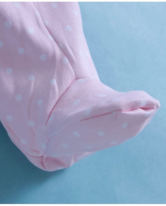 Babyhug Cotton Knit Full Sleeves Sleepsuit With Animal Print - Pink