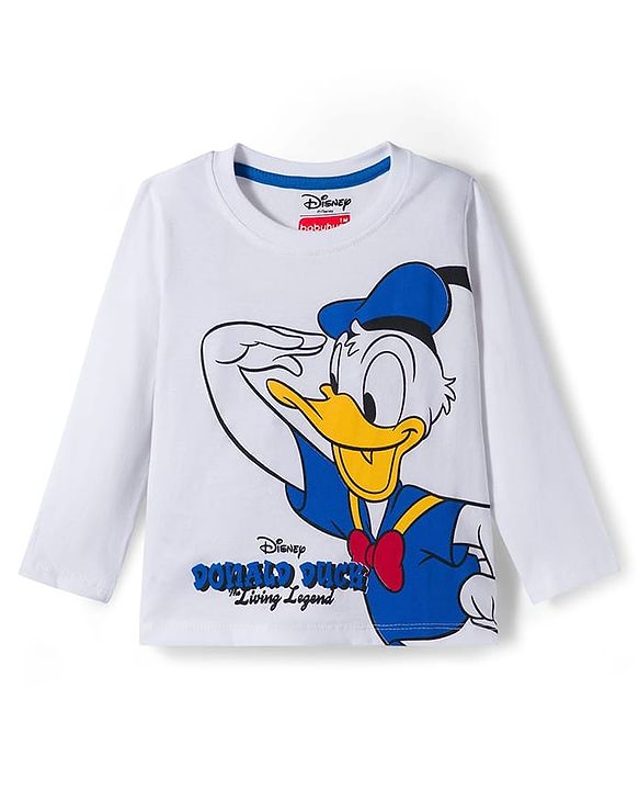 Babyhug Disney Single Jersey Knit Full Sleeves T-Shirt and Track Pant with Mickey Mouse and Friends Graphic - White & Black