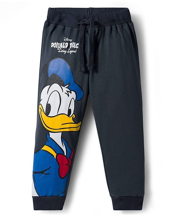 Babyhug Disney Single Jersey Knit Full Sleeves T-Shirt and Track Pant with Mickey Mouse and Friends Graphic - White & Black