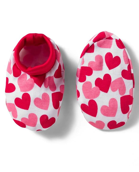 Babyhug 100% Cotton Knit  Mittens & Booties Set with Heart Print - Pink