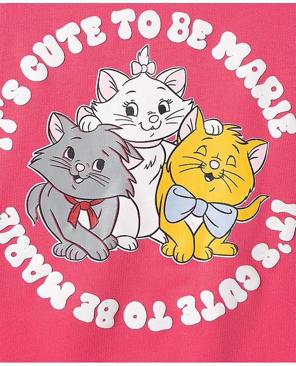 Babyhug Disney Terry Knit Full Sleeves Sweatshirt and Track Pant Set with Marie Graphic - Pink