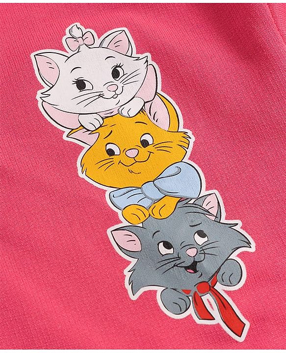 Babyhug Disney Terry Knit Full Sleeves Sweatshirt and Track Pant Set with Marie Graphic - Pink