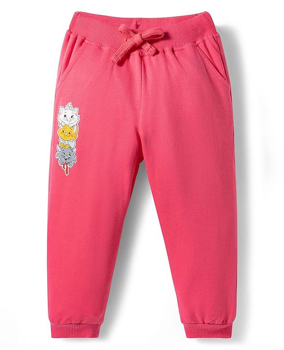 Babyhug Disney Terry Knit Full Sleeves Sweatshirt and Track Pant Set with Marie Graphic - Pink