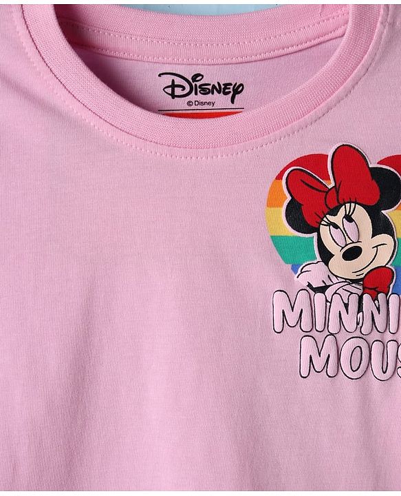 Babyhug Disney Single Jersey Knit Full Sleeves T-Shirt with Minnie Mouse Graphic - Pink