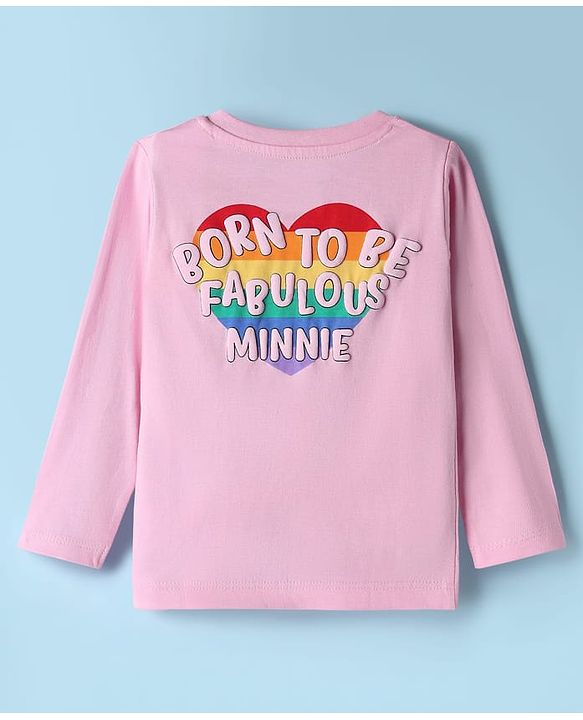 Babyhug Disney Single Jersey Knit Full Sleeves T-Shirt with Minnie Mouse Graphic - Pink