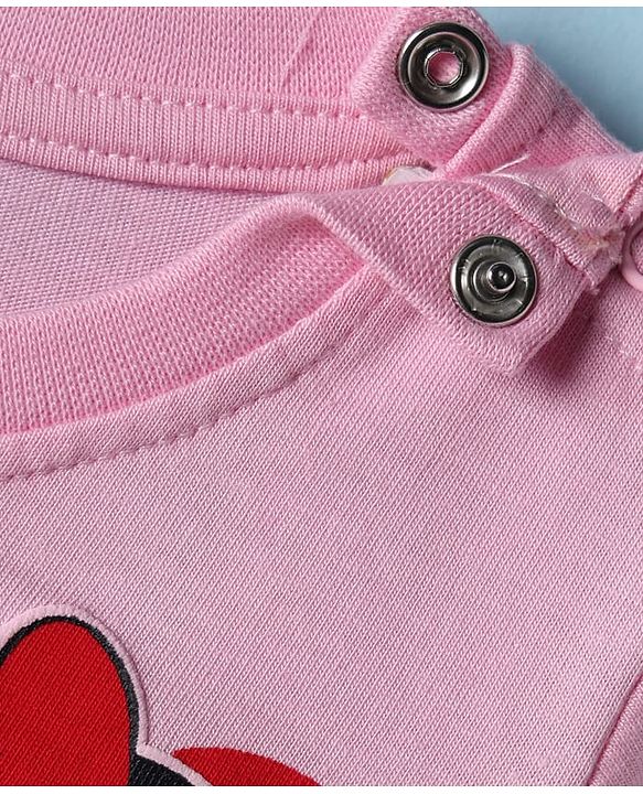Babyhug Disney Single Jersey Knit Full Sleeves T-Shirt with Minnie Mouse Graphic - Pink
