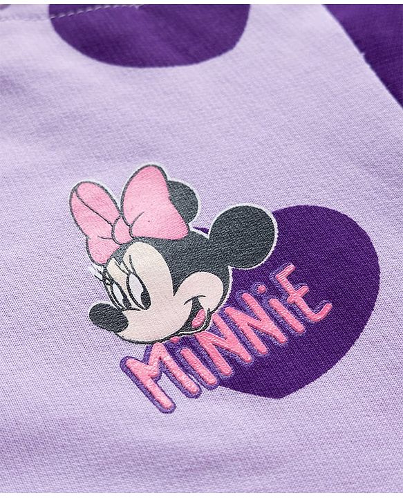 Babyhug Disney Terry Knit Full Sleeves Sweatshirt and Track Pant Set with Minnie Mouse Graphic - Purple