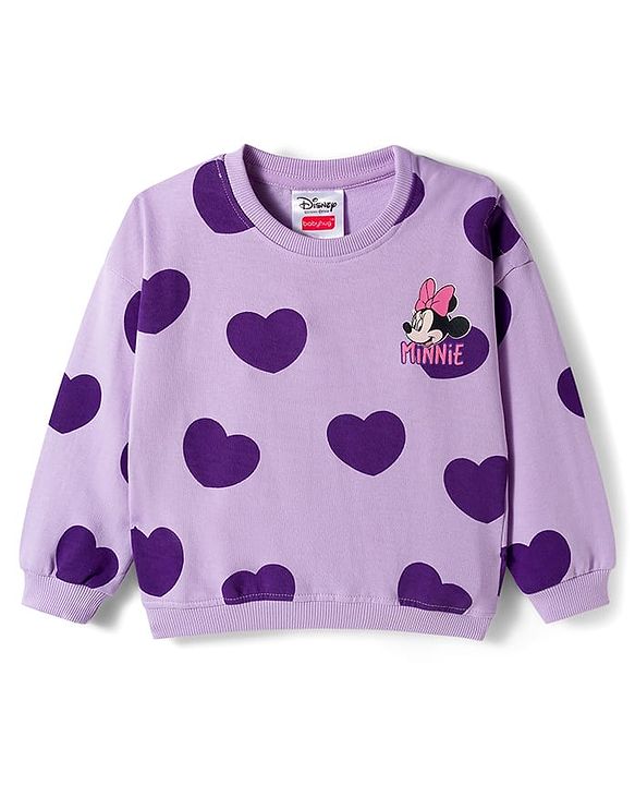 Babyhug Disney Terry Knit Full Sleeves Sweatshirt and Track Pant Set with Minnie Mouse Graphic - Purple