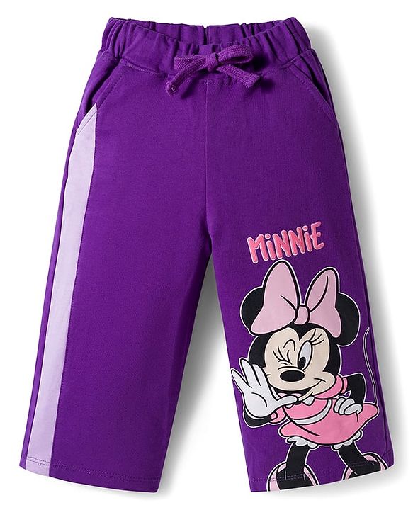 Babyhug Disney Terry Knit Full Sleeves Sweatshirt and Track Pant Set with Minnie Mouse Graphic - Purple