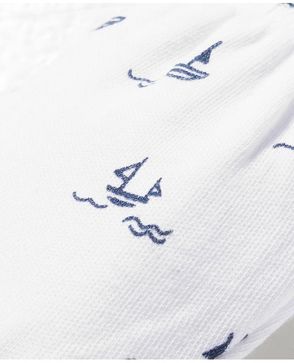 Babyhug 100% Cotton Knit  Mittens & Booties Set with Nautical Print - White