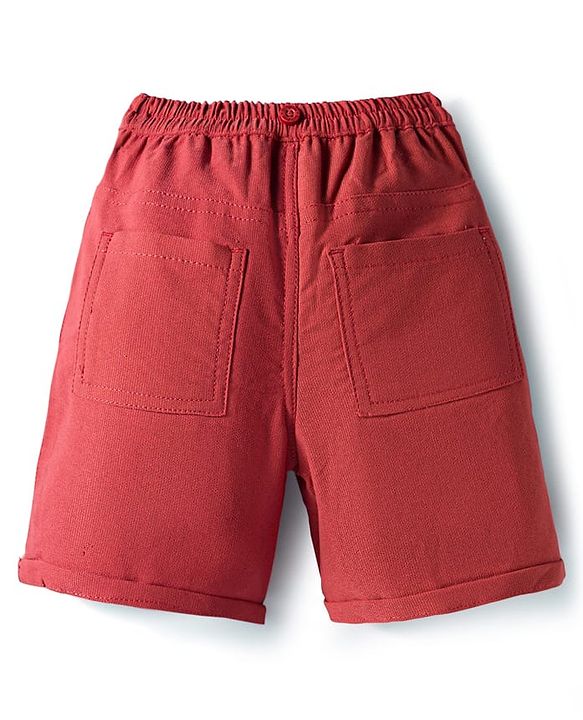 Babyhug Cotton Knit Half Sleeves Solid Color Shirt and Shorts Set with Bow & Suspender - White & Red