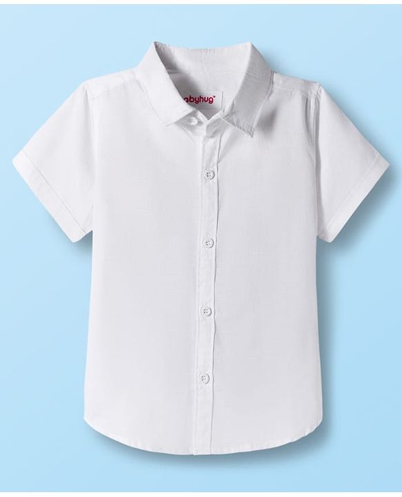 Babyhug Cotton Woven Half Sleeves Solid Color Shirt and Shorts Set with Suspender - White & Grey