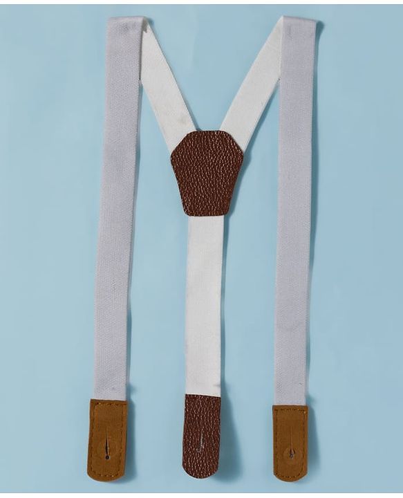 Babyhug Cotton Woven Half Sleeves Shirt & Shorts Set with Bow & Suspender - Light Peach & Beige