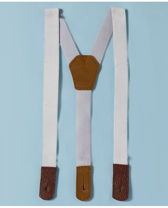 Babyhug Cotton Woven Half Sleeves Shirt & Shorts Set with Bow & Suspender - Light Peach & Beige