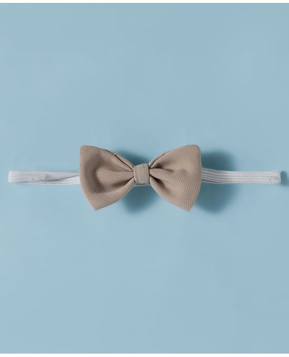 Babyhug Cotton Woven Half Sleeves Shirt & Shorts Set with Bow & Suspender - Light Peach & Beige