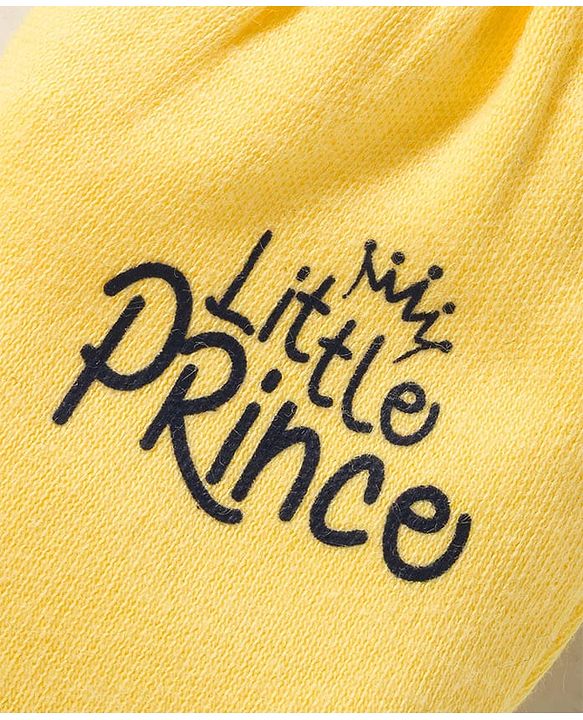 Babyhug 100% Cotton Knit Mittens and Bootie Set with Little Princess Text Print - Yellow