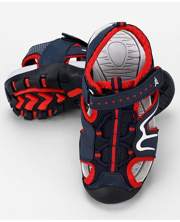 Pine Kids Solid Sandals With Velcro Closure - Navy Blue