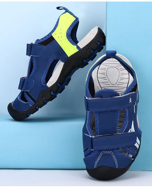 Pine Kids Solid Sandals With Velcro Closure - Blue