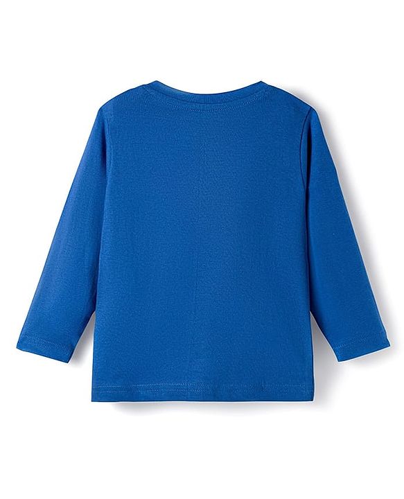 Babyhug Cotton Knit Full Sleeves Night Suit With Text Print - Navy Blue