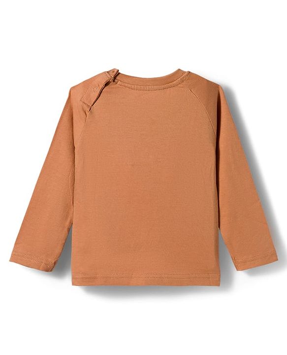 Babyhug Cotton Knit Full Raglan Sleeves Night Suit With Animal Print - Brown