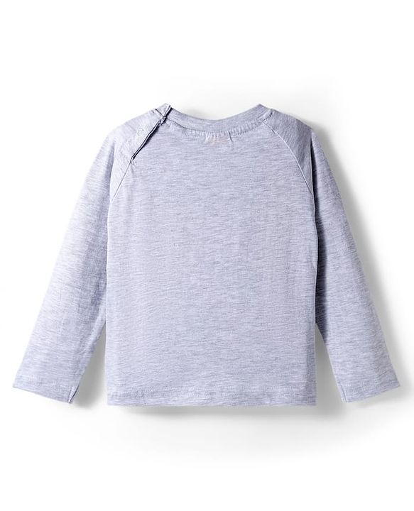Babyhug Cotton Knit Full Sleeves Night Suit with Bear Print & Ear Applique - Grey