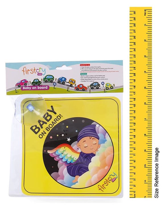Babyhug Baby On Board Car Sign  Yellow| Safety Warning Sign| Durable & Easy to Install| High Visibility| Strong Suction Grip| Compatibly to all Wind Shields