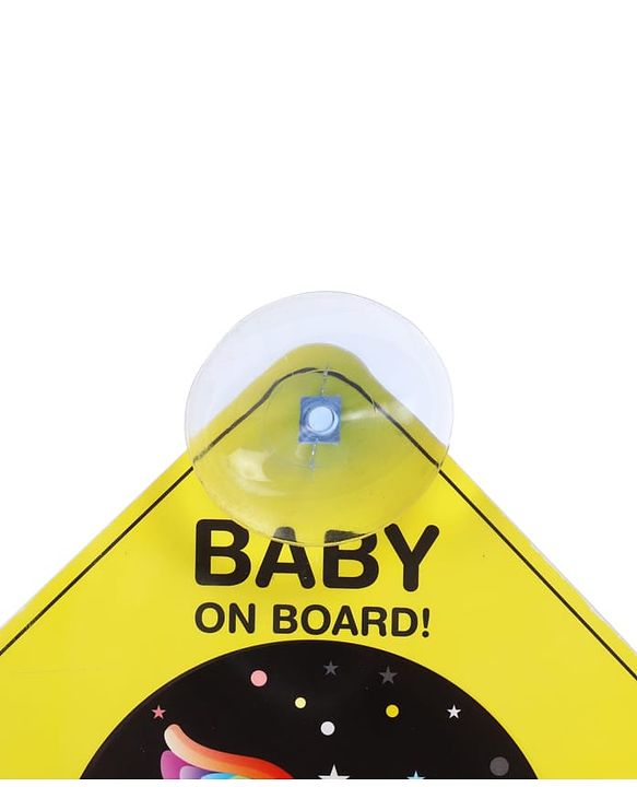 Babyhug Baby On Board Car Sign  Yellow| Safety Warning Sign| Durable & Easy to Install| High Visibility| Strong Suction Grip| Compatibly to all Wind Shields