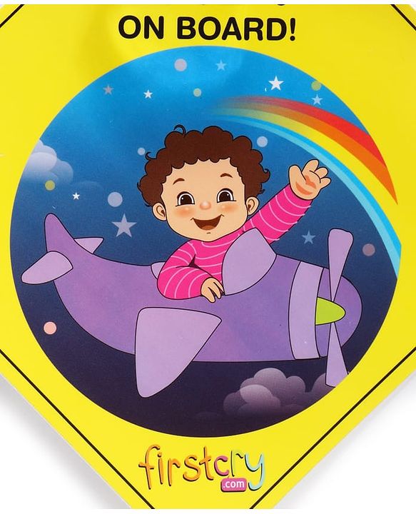 Babyhug Baby On Board Car Sign  Yellow| Safety Warning Sign| Durable & Easy to Install| High Visibility| Strong Suction Grip| Compatibly to all Wind Shields