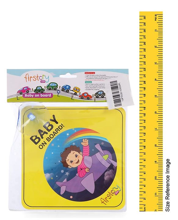 Babyhug Baby On Board Car Sign  Yellow| Safety Warning Sign| Durable & Easy to Install| High Visibility| Strong Suction Grip| Compatibly to all Wind Shields