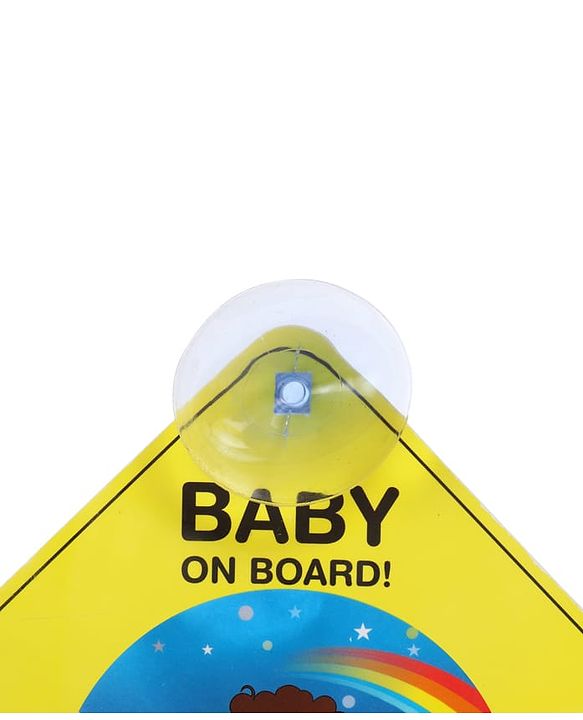 Babyhug Baby On Board Car Sign  Yellow| Safety Warning Sign| Durable & Easy to Install| High Visibility| Strong Suction Grip| Compatibly to all Wind Shields