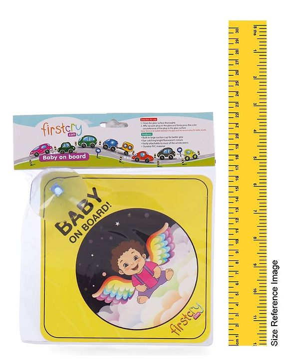 Babyhug Baby On Board Car Sign  Yellow| Safety Warning Sign| Durable & Easy to Install| High Visibility| Strong Suction Grip| Compatibly to all Wind Shields