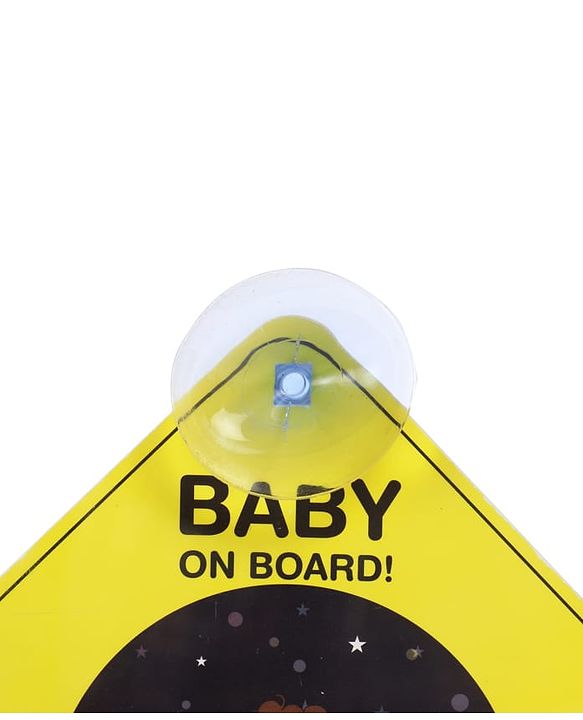 Babyhug Baby On Board Car Sign  Yellow| Safety Warning Sign| Durable & Easy to Install| High Visibility| Strong Suction Grip| Compatibly to all Wind Shields