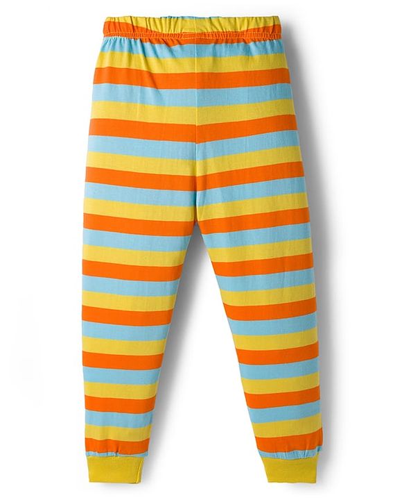 Babyhug Cotton Knit Full Sleeves Night Suit With Tiger Print - Navy Blue