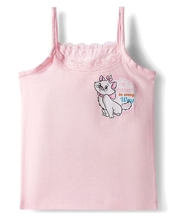 Babyhug Disney Single Jersey Knit Sleeveless Slips with Marie Graphic Pack of 3 - White Lilac & Pink