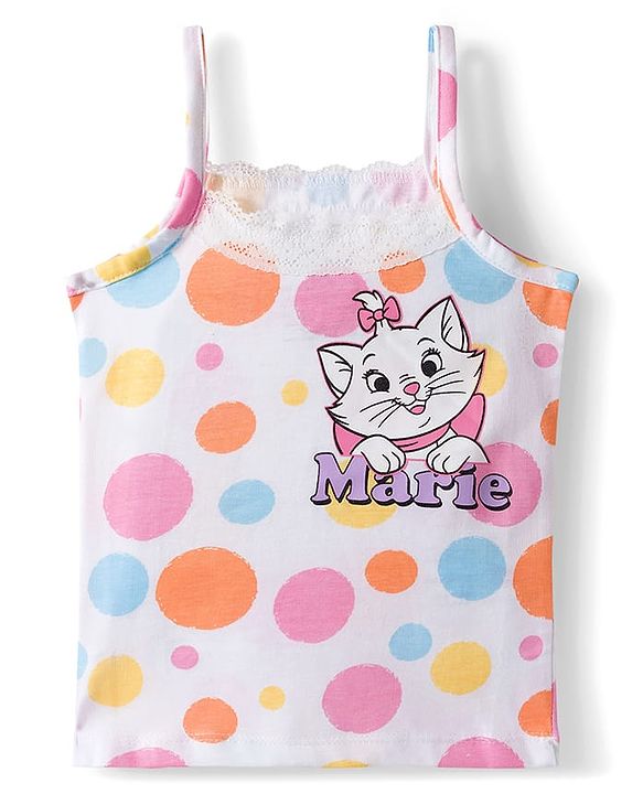 Babyhug Disney Single Jersey Knit Sleeveless Slips with Marie Graphic Pack of 3 - White Lilac & Pink