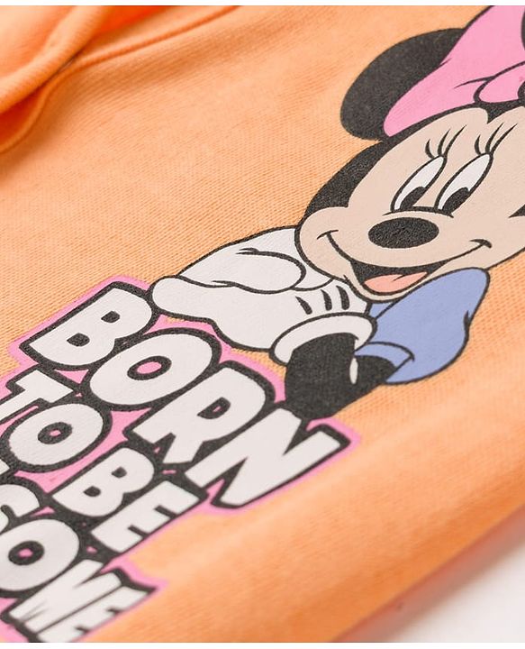 Babyhug Disney Interlock Knit Sleepsuits With Minnie Mouse Graphics Pack Of 2 - Orange & Light Blue