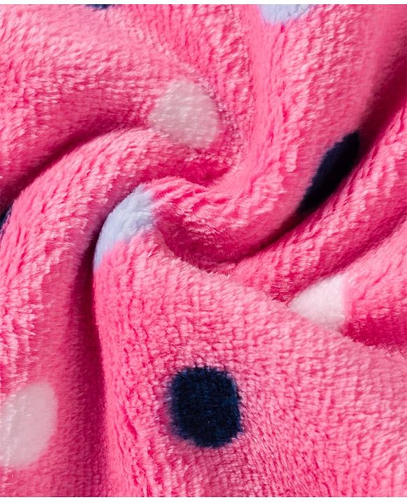 Babyhug Velour Knit Full Sleeves Co-ords Night Suit With Polka Dots - Pink