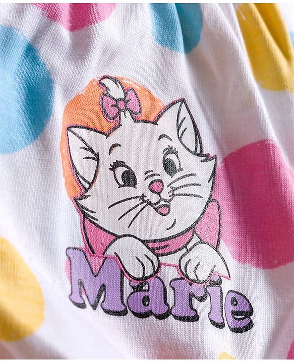 Babyhug Disney Lycra Knit Bloomer with Marie Graphic & Bow Applique Pack of 3 - Lilac White & Pink